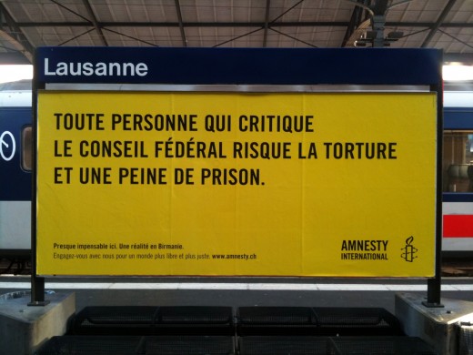 Affiche Amnesty international suisse - Torture, conseil fédéral