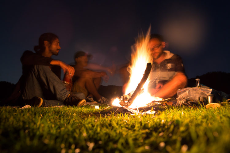 barbecuing with friends